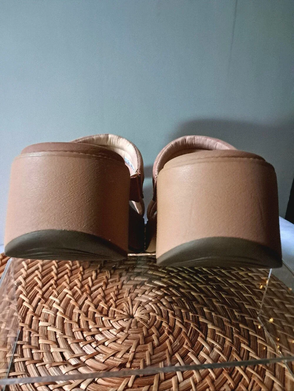 Reef Lofty Lux Hi Platform Leather Sandals Wm 9 Natural Tan LIKE NEW!